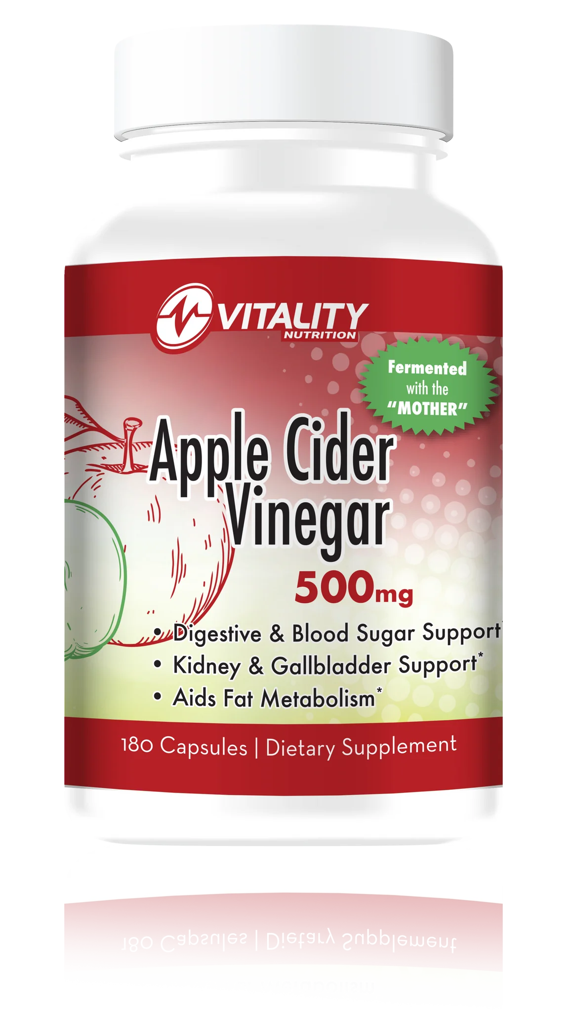 Vitality Nutrition Fermented Apple Cider Vinegar 500mg