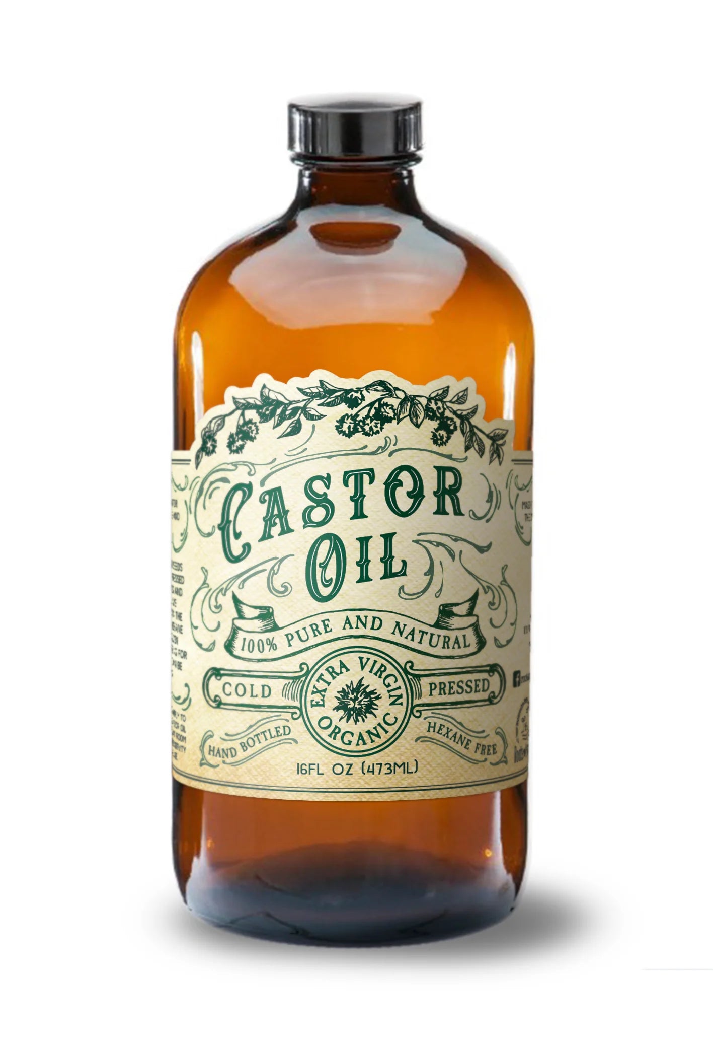 Organic Cold Pressed Hexane Free Castor Oil 16 oz